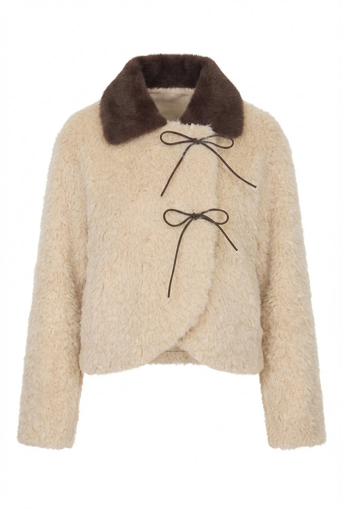 Belle Bow Faux Fur Jacket